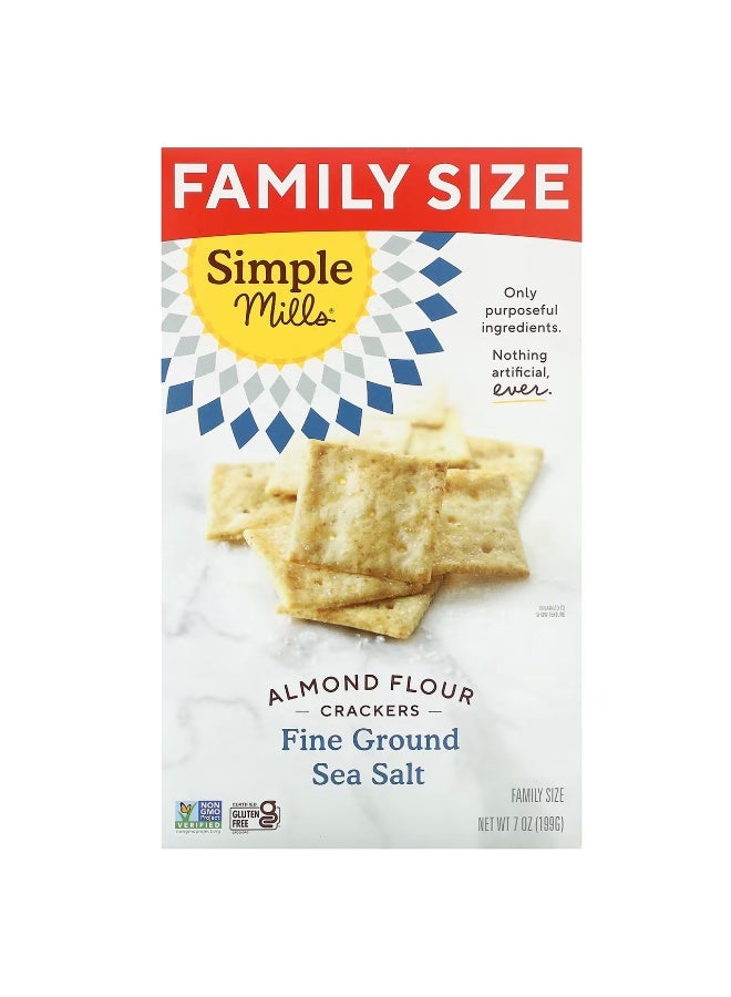 Simple Mills, Almond Flour Crackers, Fine Ground Sea Salt, Family Size, 7 oz (199 g)